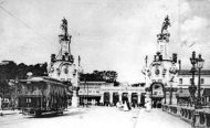 Tranvía eléctrico de la CTSS en el puente María Cristina en 1905 (San Sebastián - Donosti)